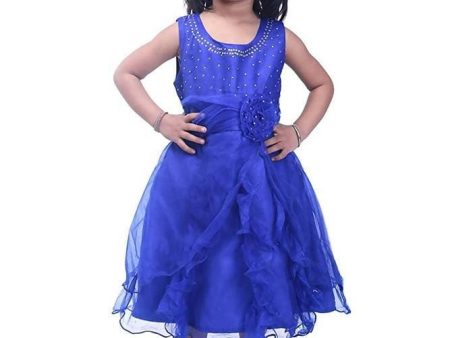 Asmaani Baby Girl s Blue Color Satin Knee Length Frock (AS-DRESS-22143) Online