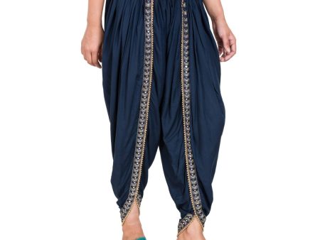 Asmaani Navy Blue color Dhoti Patiala with Embellished Border Online Sale