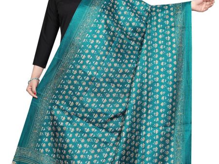 Vamika Rama Green Dot Printed Khadi Bhagalpuri Latest Dupatta For Sale