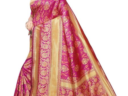 Vamika Banarasi Jaquard Pink Weaving Saree Discount