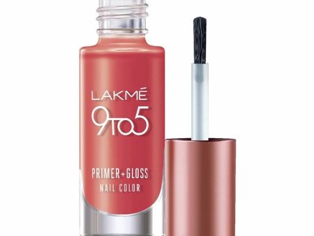 Lakme 9 To 5 Primer + Gloss Nail Colour - Orange Coat Fashion