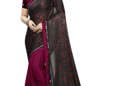 Vamika Red Lycra Blend Printed Saree Online Hot Sale