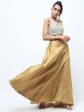 Cheera Golden Color Silk Blend Long Skirt Online Hot Sale