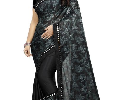 Vamika Black Lycra Blend Printed Saree Supply