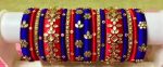 Blue & Red Silk Threaded Designer Bangles with Stones Online Sale