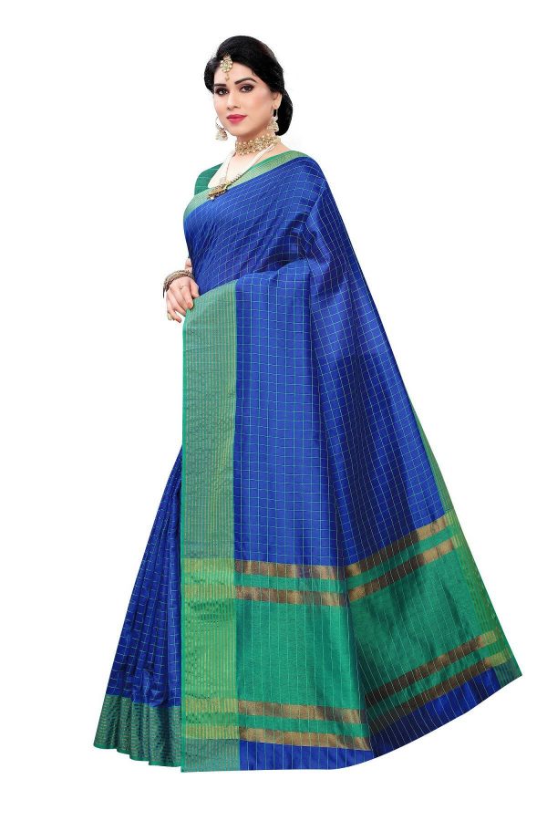 Vamika Blue Cotton Silk Weaving Saree (Manipuri Blue) Online now