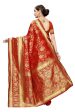 Vamika Banarasi Jaquard Red Weaving Saree For Cheap