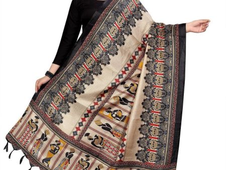 Vamika Black Latest Printed Khadi Beautiful Bhagalpuri Dupatta Discount