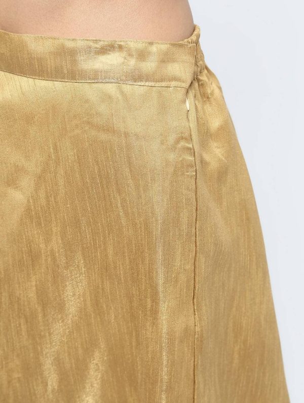 Cheera Golden Color Silk Blend Long Skirt Online Hot Sale