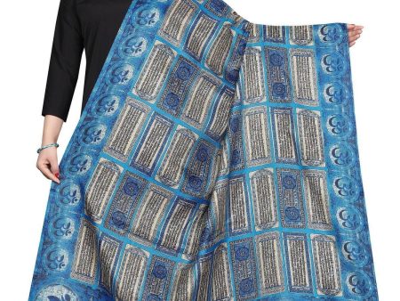 Vamika Blue Printed OM Designed Khadi Bhagalpuri Dupatta on Sale