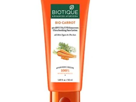 Biotique Advanced Ayurveda Bio Carrot 40+ SPF UVA UVB Sunscreen Ultra Soothing Face Lotion Online Sale