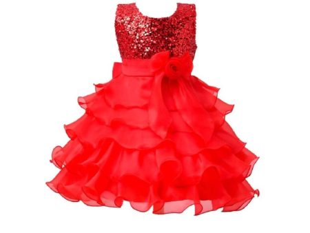 Asmaani Baby Girl s Red Color Satin Knee Length Frock (AS-DRESS-22068) Discount