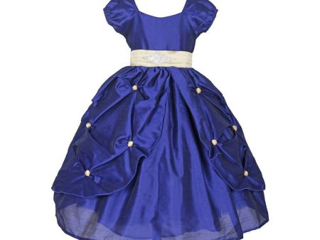 Asmaani Baby Girl s Blue Dark Color Satin A-Line Maxi Full Length Dress (AS-DRESS-22005) Online now