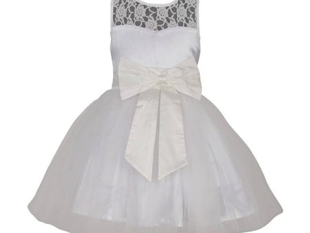 Asmaani Baby Girl Half White Color Satin Knee Length Frock (AS-DRESS-22026) Online now