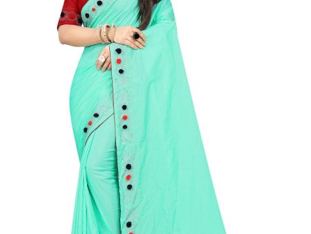 Vamika Rama Green Sana Silk Diamond And Pom Pom Saree Fashion