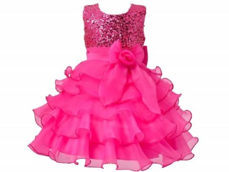 Asmaani Baby Girl s Pink Color Satin Knee Length Frock (AS-dress-22069) Supply