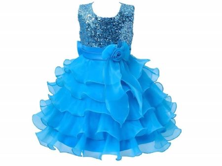 Asmaani Baby Girl s Sky Blue Color Satin Knee Length Frock (AS-dress-22071) Sale