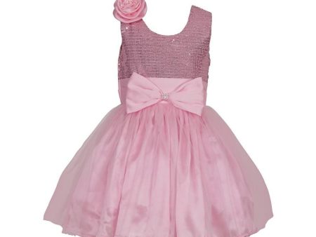 Asmaani Baby Girl s Pink Color Satin Knee Length Frock (AS-DRESS-22030) Cheap