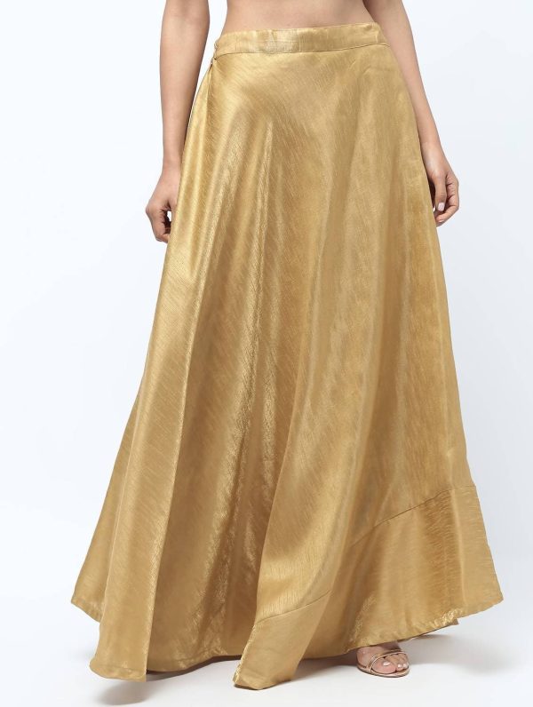 Cheera Golden Color Silk Blend Long Skirt Online Hot Sale