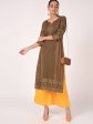 Cheera Hand Block Print Earth Brown Straight Kurta (MAAI-060K) For Sale