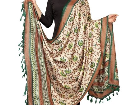 Vamika Green Printed Khadi Bhagalpuri Dupatta For Discount