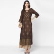 Indian Clothing Cheera Hand Block Print Brown A Line Kurta (MAAI-055K) Fashion