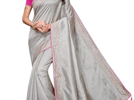 Vamika Grey Zoya Silk Stone Work Saree Cheap