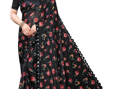 Vamika Black Lycra Printed Latest Saree For Discount