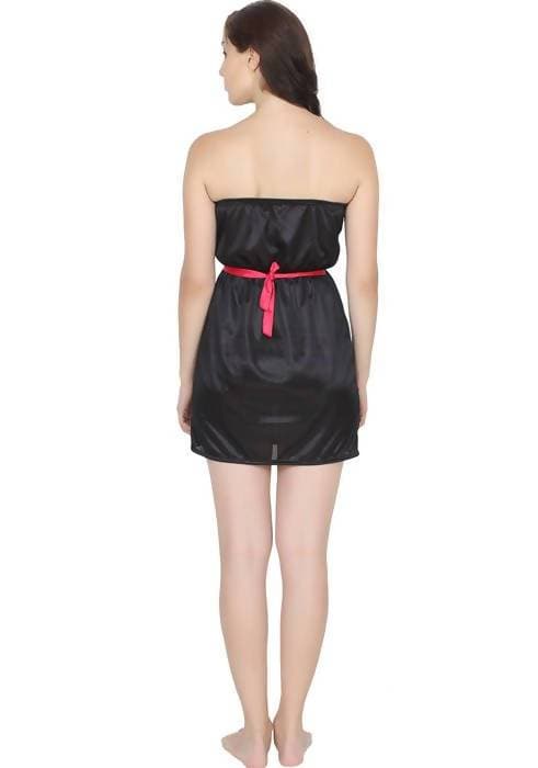 Ruhani HLSC Poly Satin Black Tube Short Nighty Fits Bust (Ruhani-NT-01-FS) For Cheap