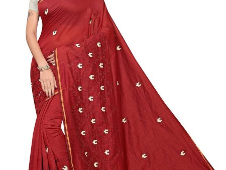 Vamika Red Chanderi Cotton Chikankari Saree Online now