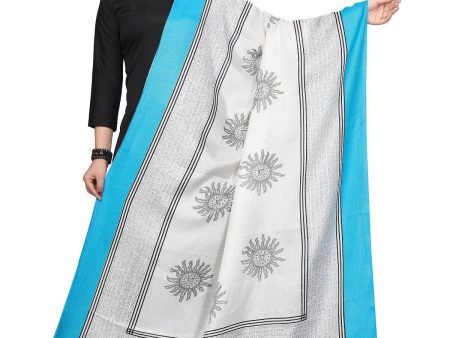 Vamika Blue-White Printed Khadi Bhagalpuri Dupatta Fashion