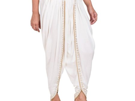 Asmaani White color Dhoti Patiala with Embellished Border For Sale