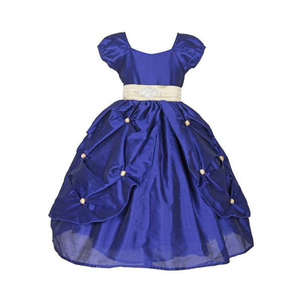 Asmaani Baby Girl s Blue Satin A-Line Maxi Full Length Dress (AS-DRESS-22013) on Sale