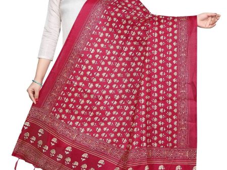 Vamika Red Printed Khadi Bhagalpuri Latest Dupatta Hot on Sale