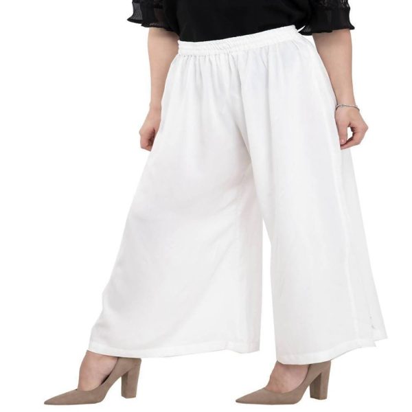 Lagi Women s White Solid Palazzo (PLZ04F) Fashion