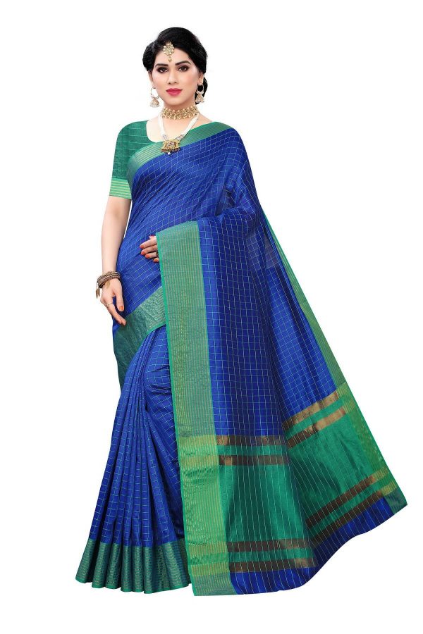 Vamika Blue Cotton Silk Weaving Saree (Manipuri Blue) Online now