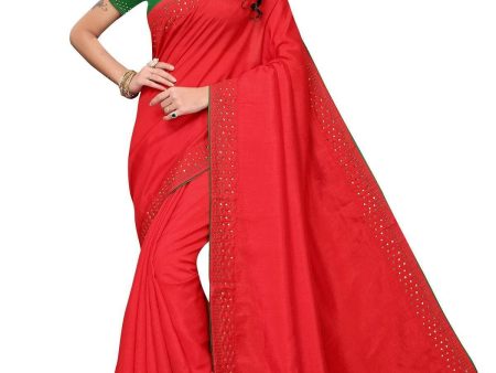 Vamika Red Zoya Silk Stone Work Saree Supply