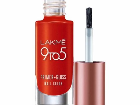 Lakme 9 To 5 Primer + Gloss Nail Colour - Cherry Red Supply