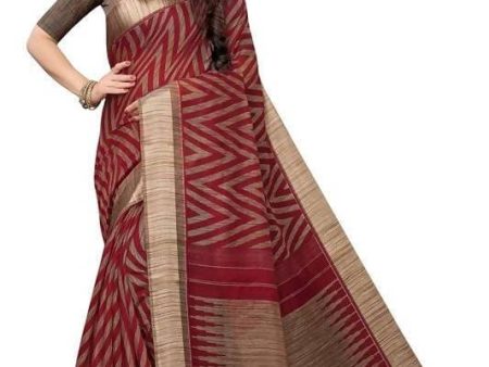 Vamika Red Linen Designer Saree (BEE RED) For Sale