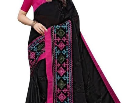 Vamika Black Chiffon Emboridered Saree (SUIDHAGA BLACK) Hot on Sale