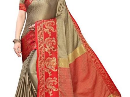 Vamika Banarasi Jacquard Weaving Brown Saree (DHONI CHIKU) For Discount