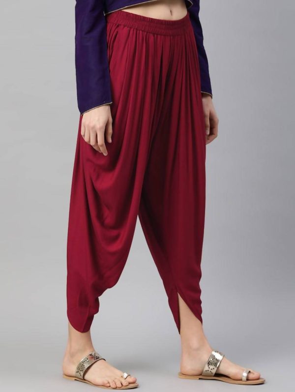 Cheera Women’s Maroon Dhoti Pant CH08D Fashion