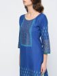 Indian Clothing Cheera Hand Block Print Royal Blue Color Straight Kurta Discount