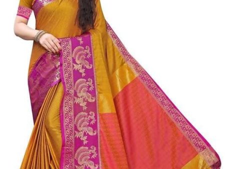 Vamika Banarasi Jacquard Weaving Mustard Saree (DHONI MUSTARD) Online Sale