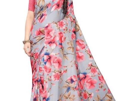 Vamika Grey Linen Satin Border Saree (SONAKSHI 12 PEACH) For Sale