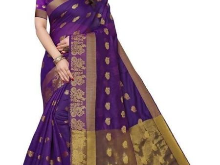 Vamika Banarasi Jacquard Weaving Violet Saree (Shining Violet) Online now