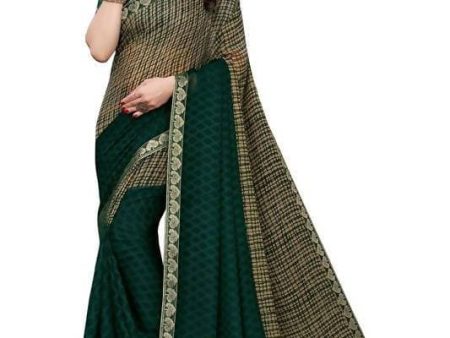 Vamika Green Georgette Lace Work Saree (Prachi Green) Cheap