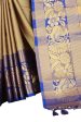 Vamika Banarasi Cotton Silk Weaving Brown Saree (DOCTOR MOR CHIKU) For Discount