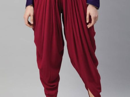 Cheera Women’s Maroon Dhoti Pant CH08D Fashion