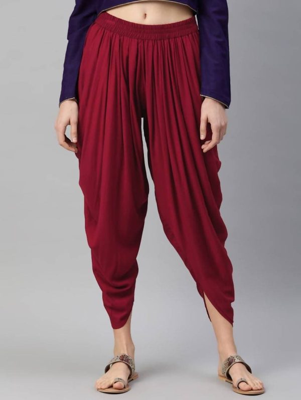 Cheera Women’s Maroon Dhoti Pant CH08D Fashion